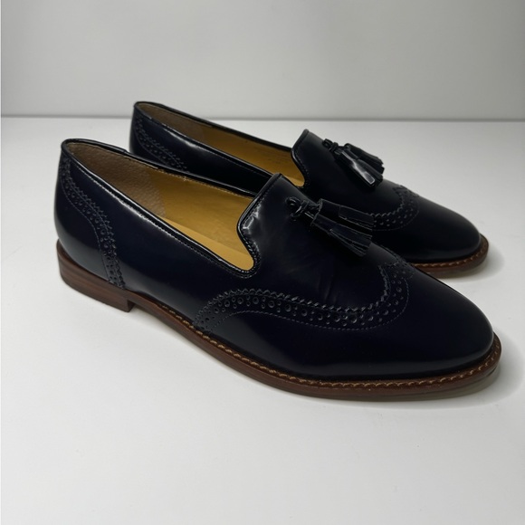 Talbots Women’s Navy Blue Napa Leather Leighton Brogue Loafers Sz 6.5 - Picture 3 of 9